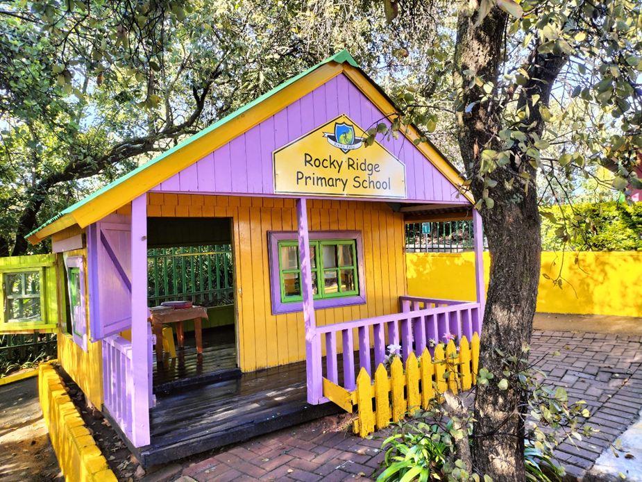 The purple Rocky Ridge Primary School playhouse
