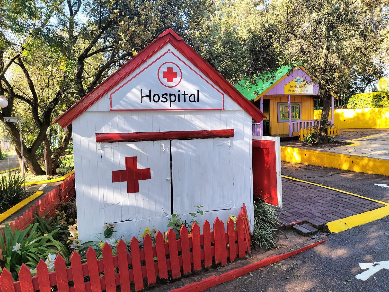 The Mini-Town hospital beside the tar road circuit
