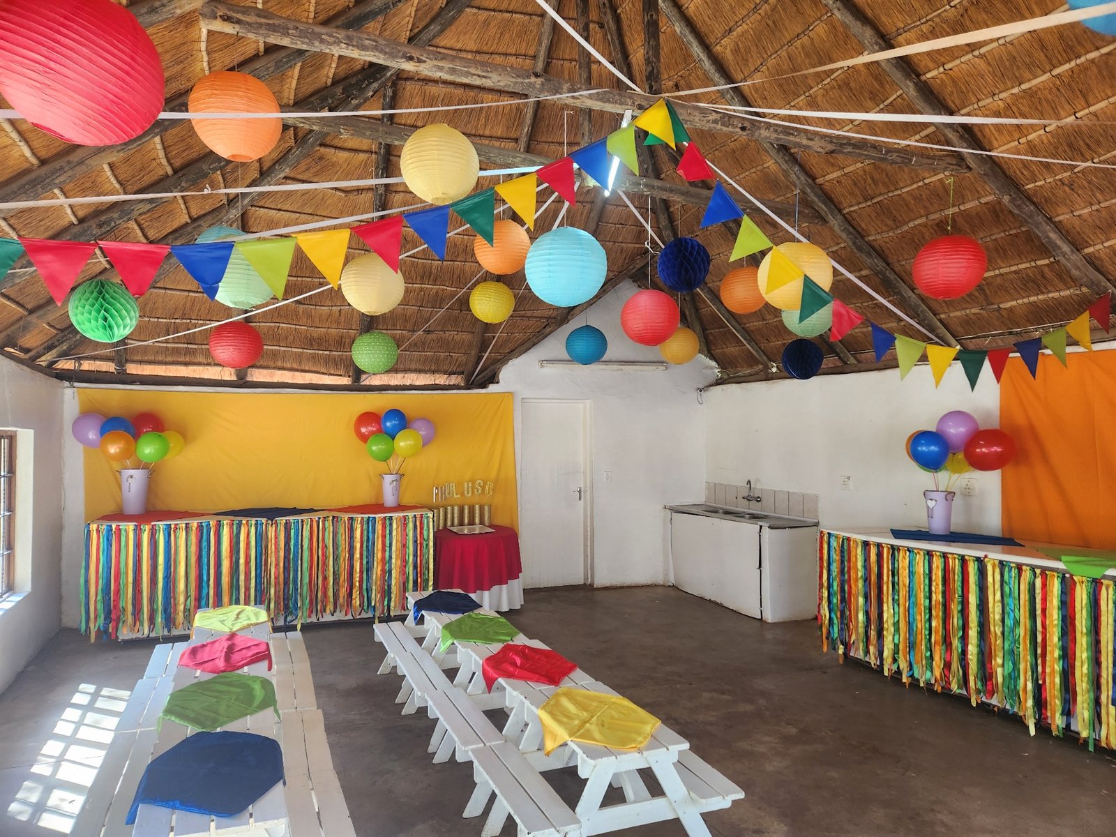 Yellow and orange colour set with lanterns and bunting