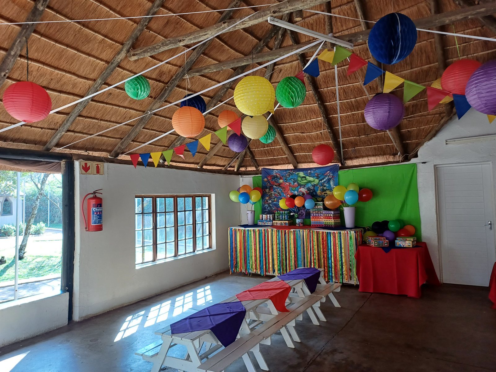 Colour d&eacute;cor set with bunting and balloons in the lapa