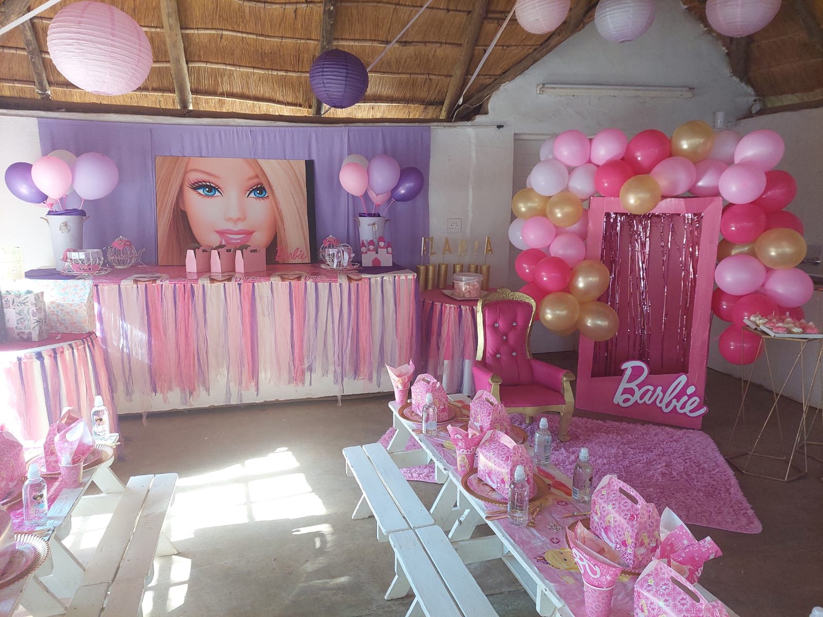 Barbie theme set up across the mini lapa
