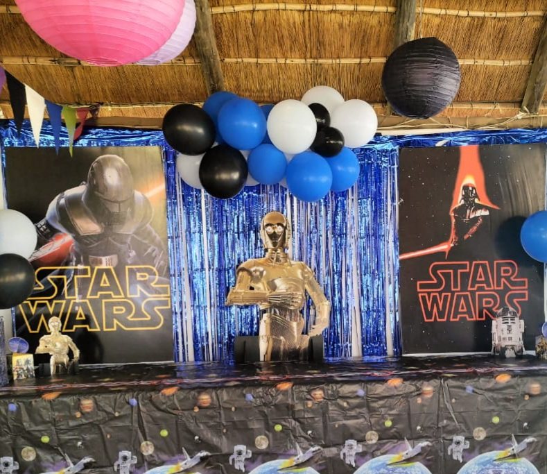 Star Wars themed backdrop and dressed table
