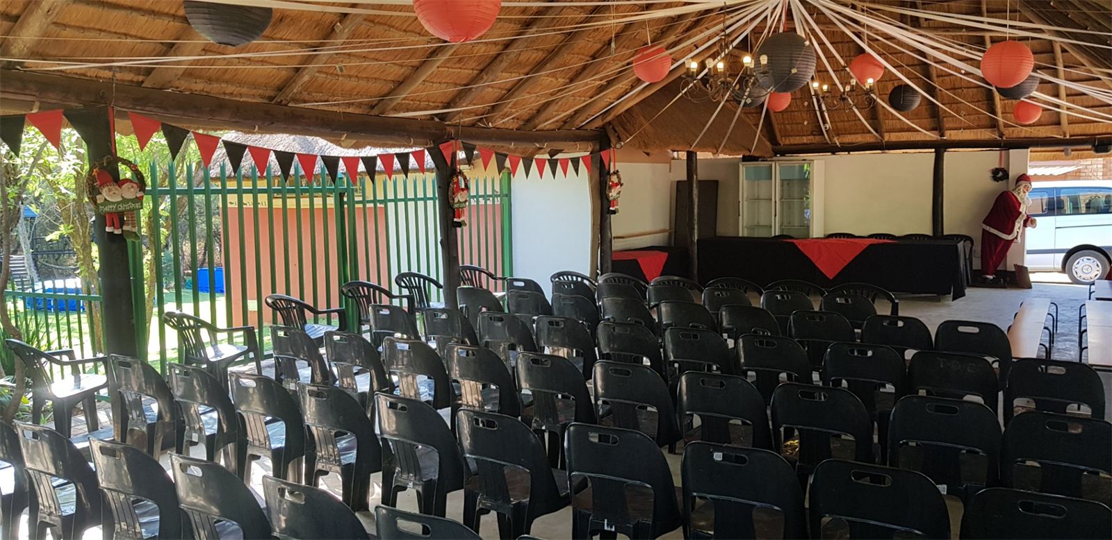 Large seated area prepared for parents and guests