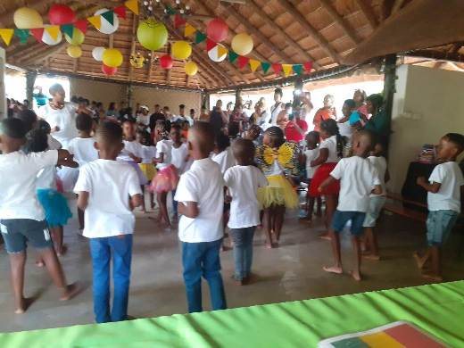 Children lining up for their graduation ceremony