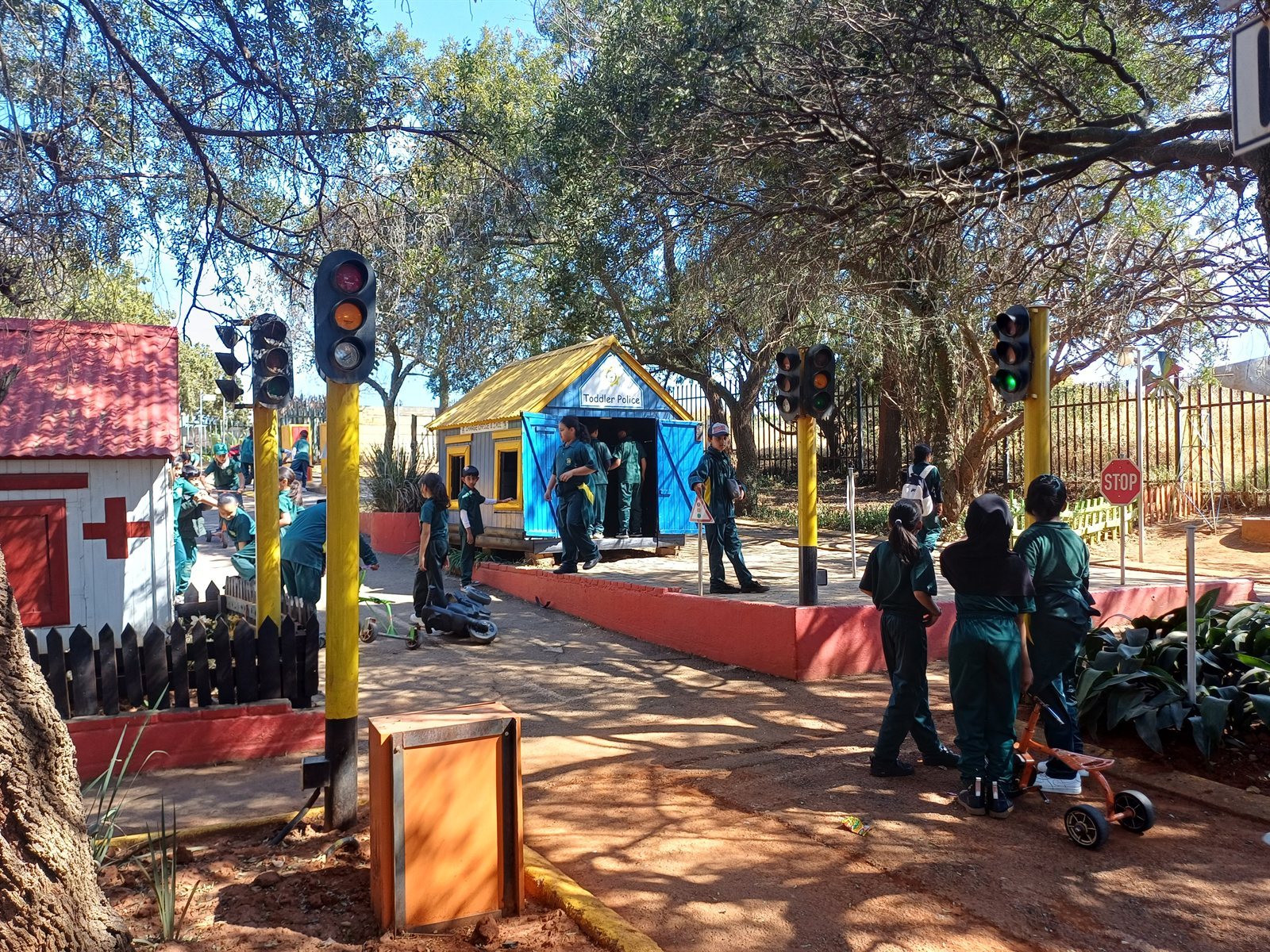 Pupils gathered in the Mini-Town for the programme