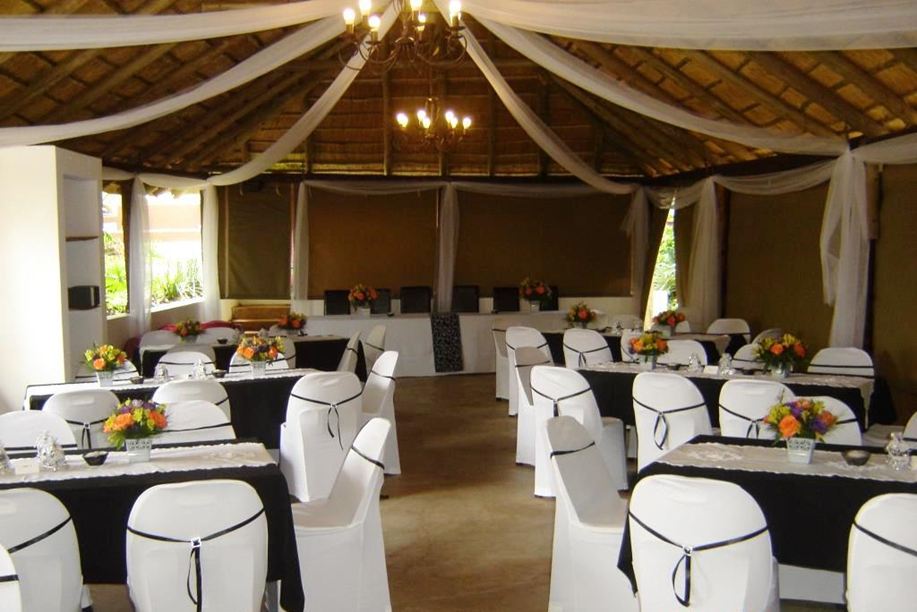 Klipkoppie Lapa dressed in white draping and chandeliers for a formal function
